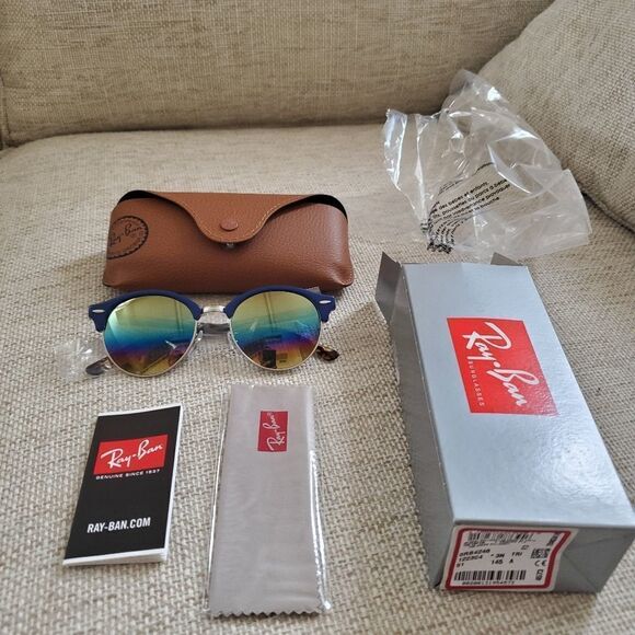 NEW: Ray-Ban 51mm Icons Clubround Phantos Sunglasses in Blue - Picture 6 of 16